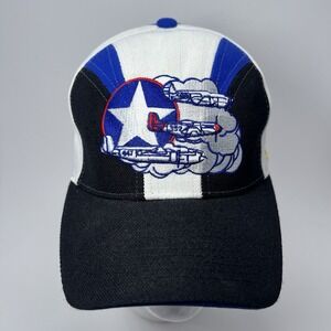 Vintage Tuskegee Airmen Hat Cap Strap Back Black Embroidered Spit Fire Wool